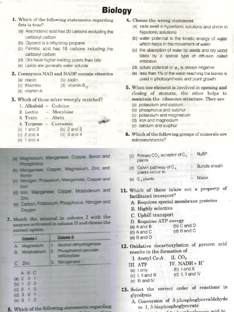 KEAM 2014 Medical Entrance Biology Question Paper PDF