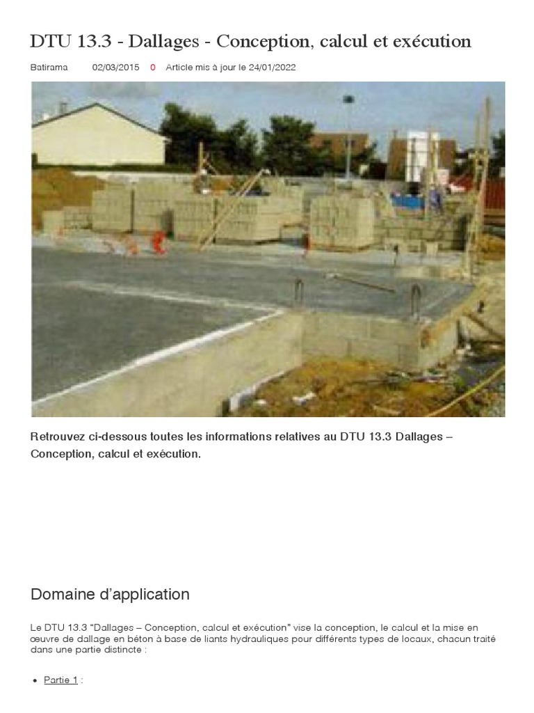 DTU 13.3 : Dallages en béton | PDF | Béton armé | Sciences physiques