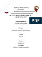 Análisis de mercados internacionales cuestionario opinión