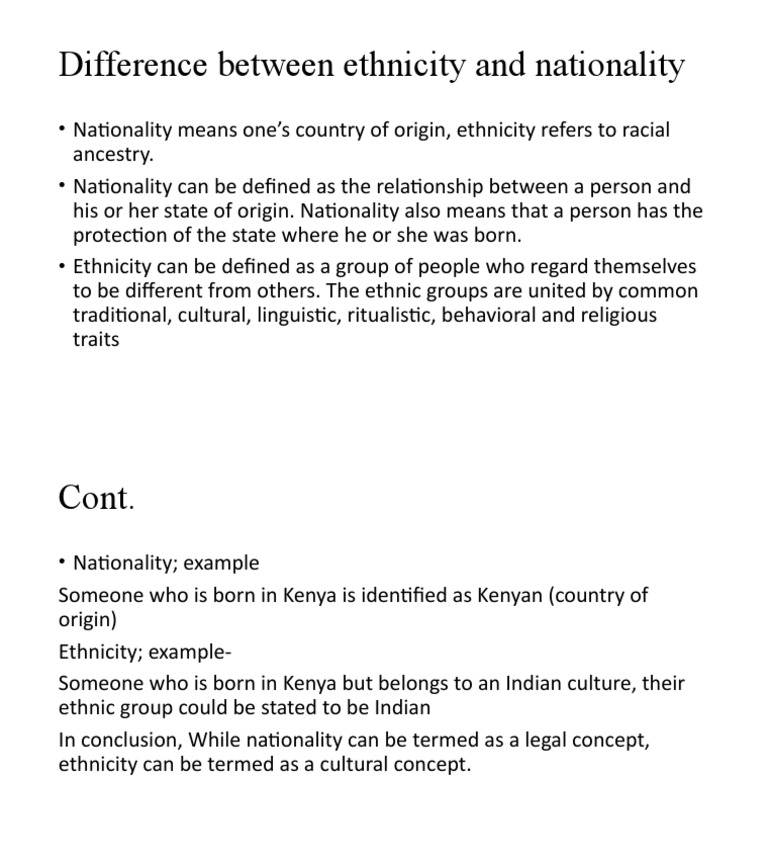 Ethnicity vs. Nationality Explained | PDF | Politics | Religion ...