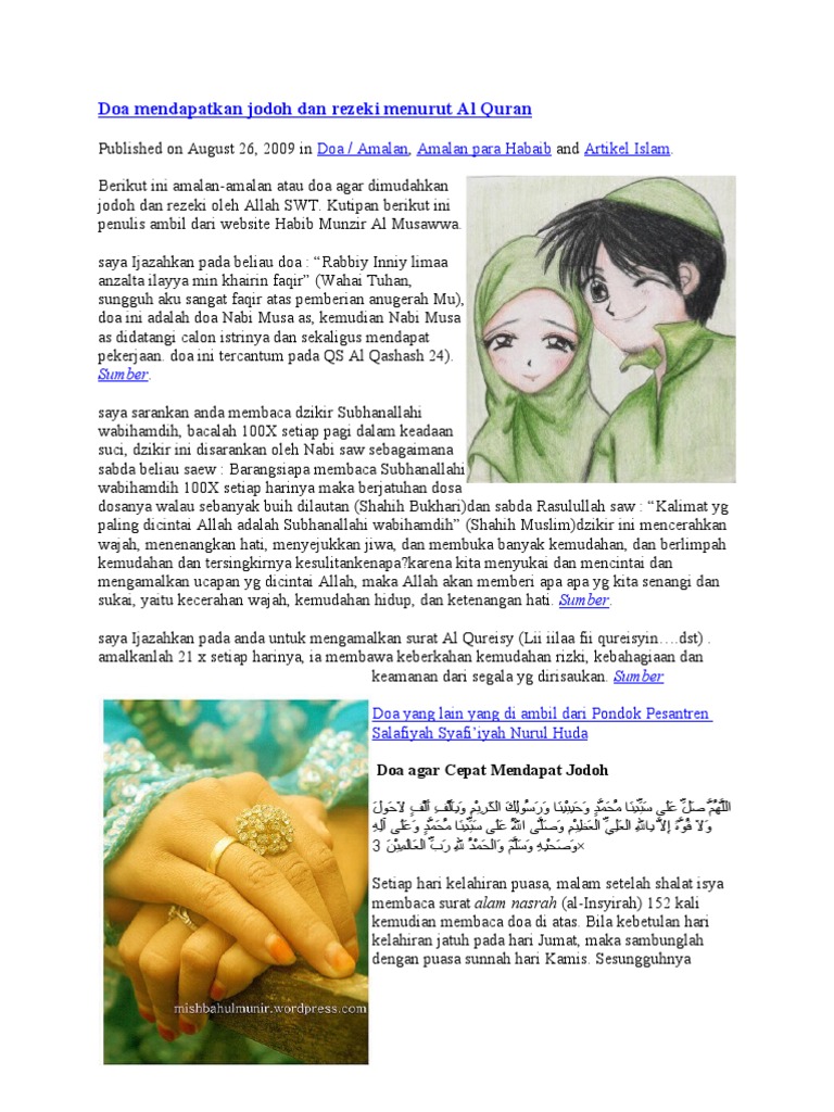 Doa Mendapatkan Jodoh Dan Rezeki Menurut Al Quran Pdf