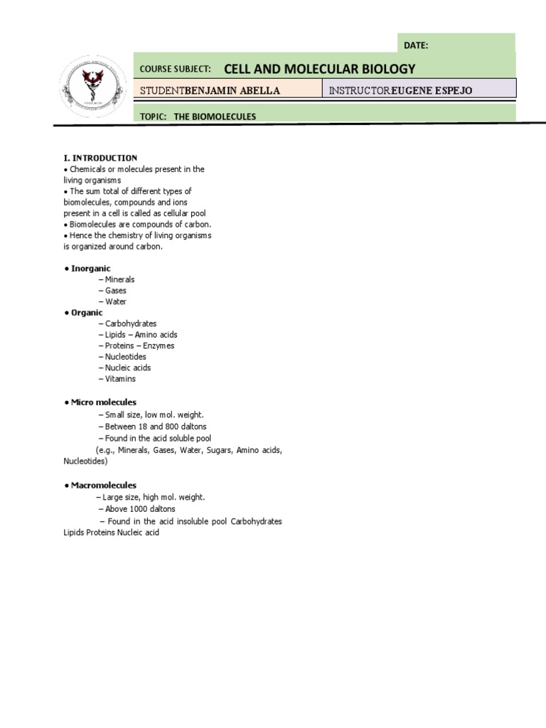 02 Biomolecules | PDF