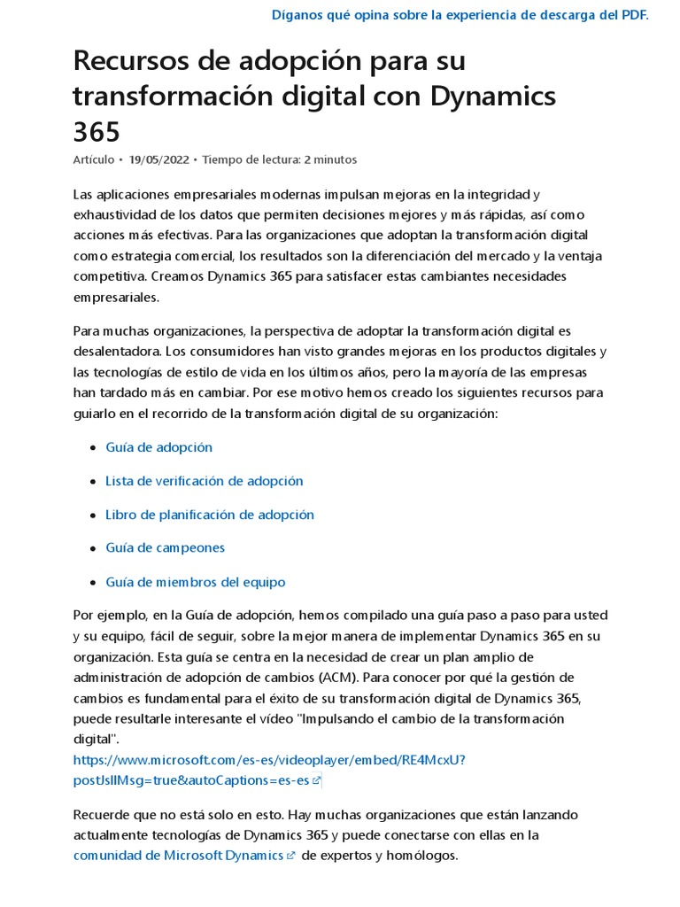 Recursos para Adopción de Dynamics 365 | PDF | Microsoft | Planificación