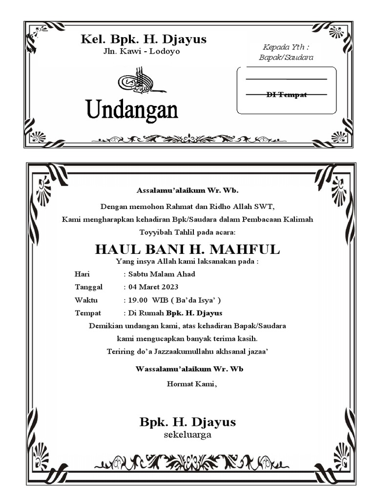 Undangan Tahlil | PDF