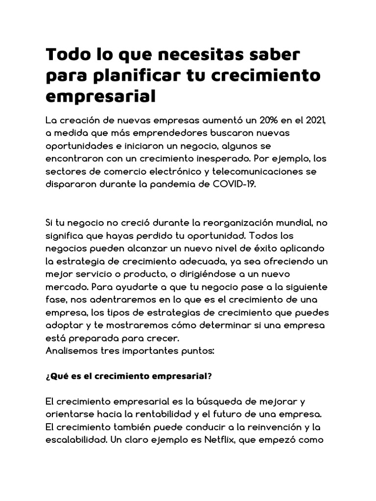 Estrategias para el Crecimiento Empresarial | PDF | Mercado (economía ...
