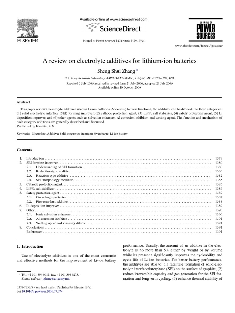 Lithium-Ion Battery Additives Review | PDF | Lithium Ion Battery | Redox