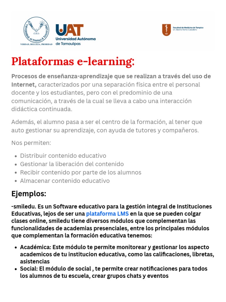 Plataformas E-learning y su Gestión | PDF | Aprendizaje | Informática