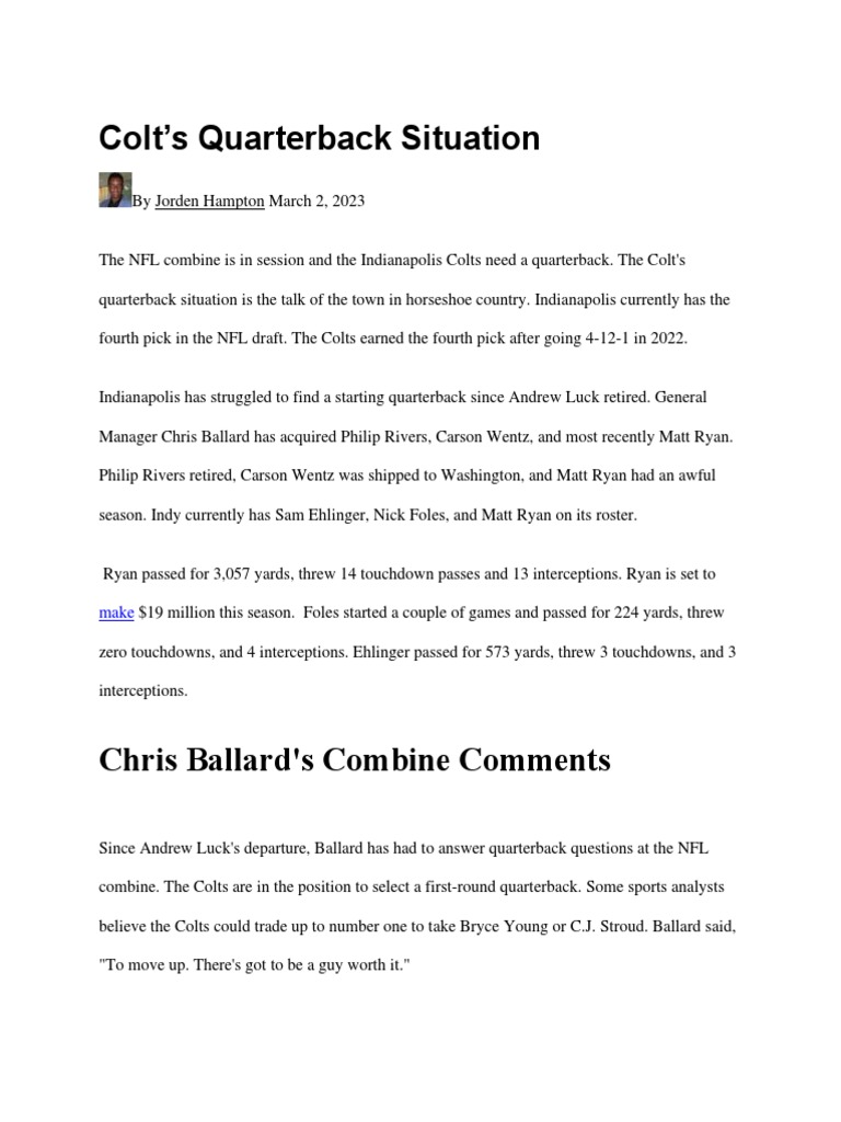 Colts Quarterback Situation PDF