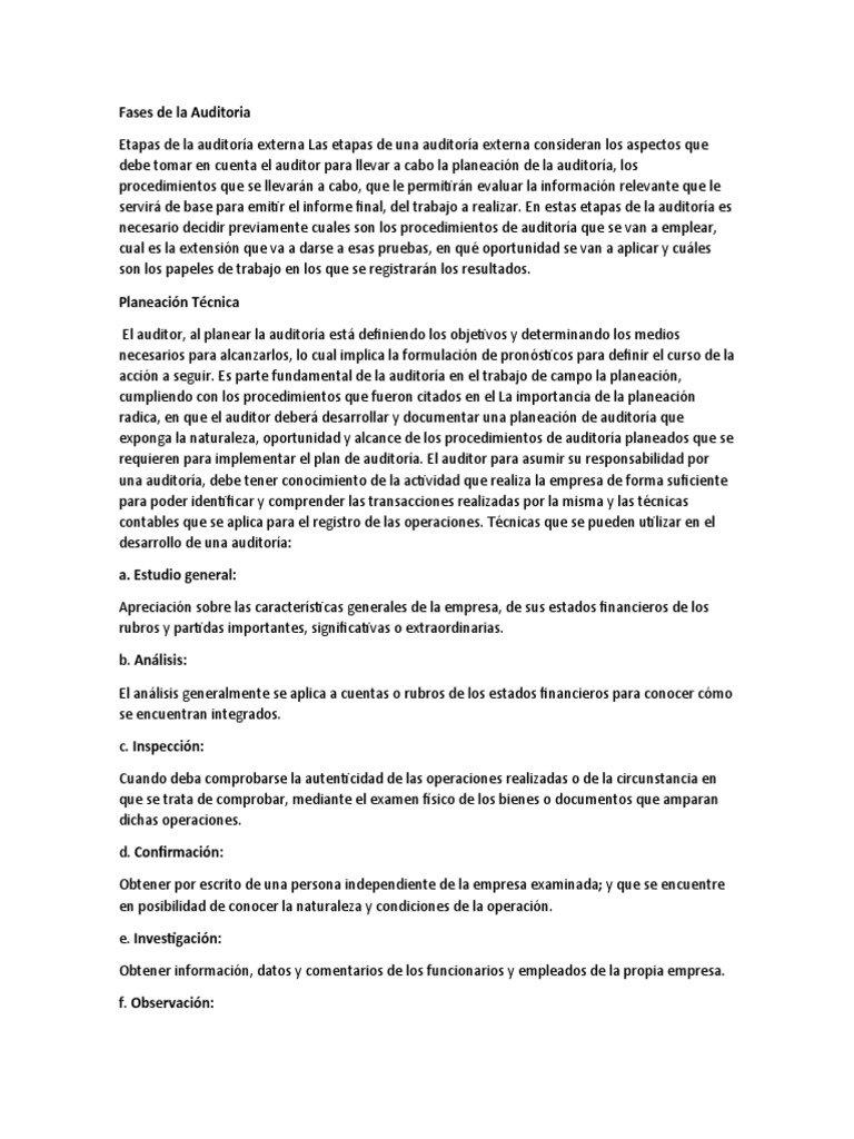 Fases de La Auditoria Seminario | PDF | Auditoría | Contralor