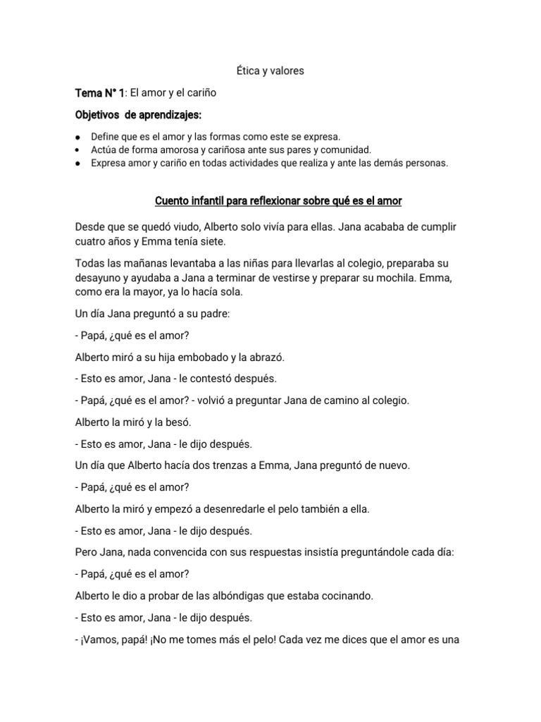 Amor y cariño en la familia | PDF