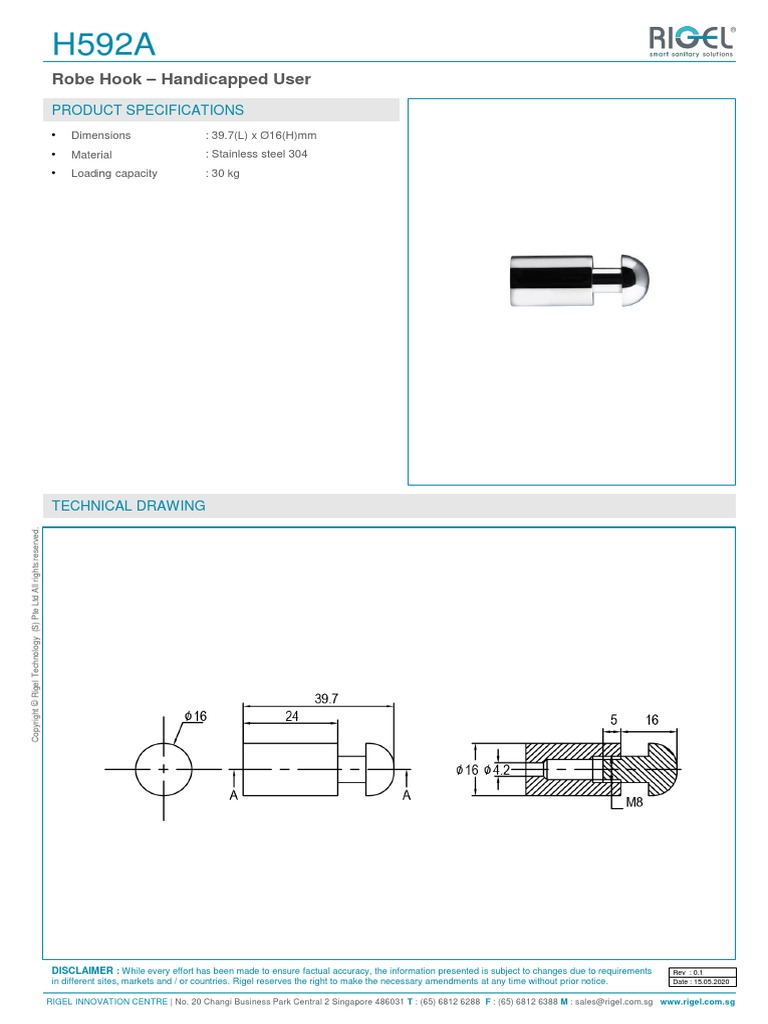 Robe Hook - Handicapped User - H592A | PDF