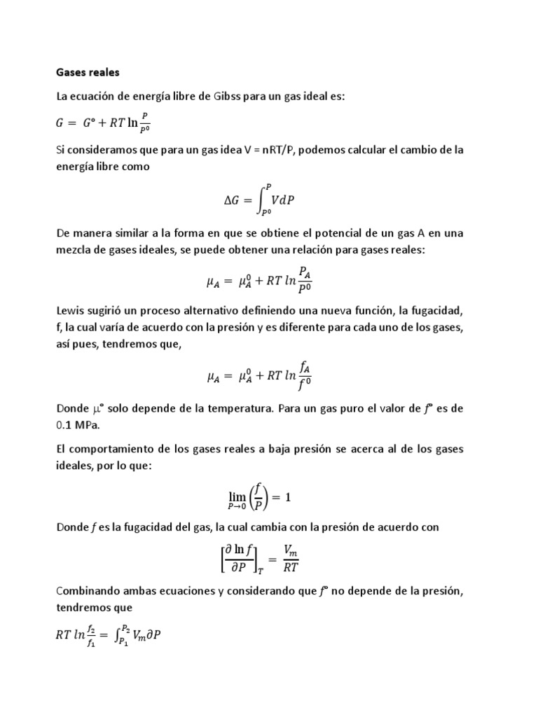 Comportamiento de Gases Reales y Van der Waals | PDF | Gases | Vapor