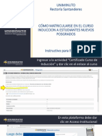 Cómo matricularse en curso inducción posgrados Uniminuto