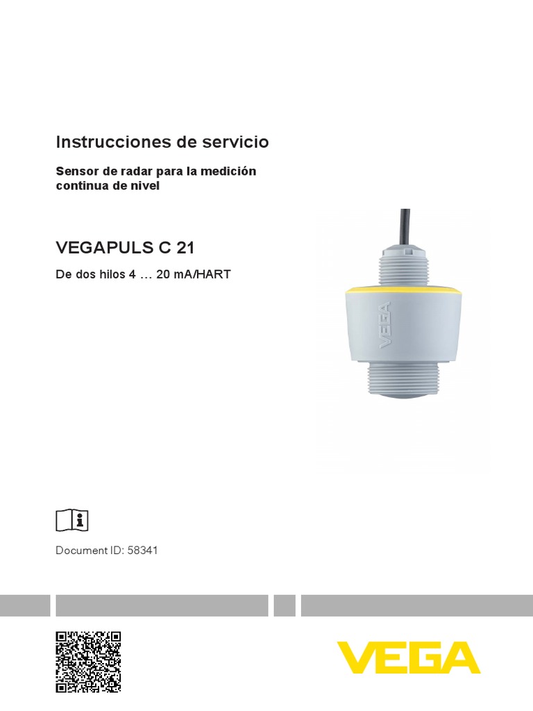Vega VEGAPULS C21 Instrucciones PDF Bluetooth Código QR