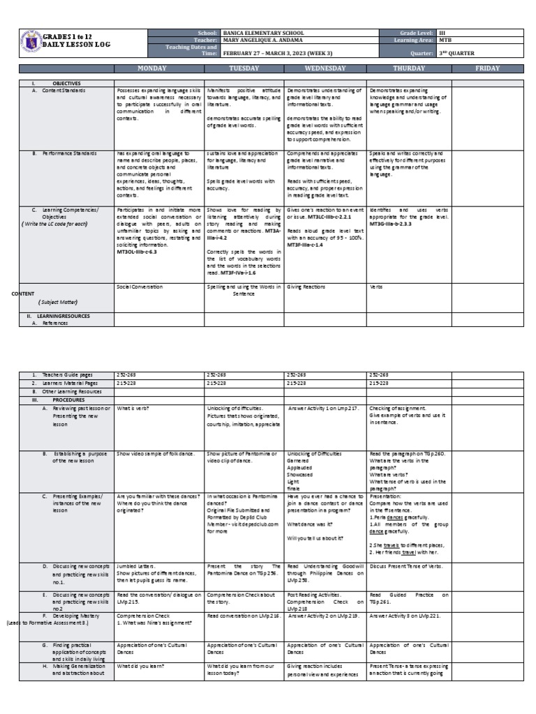 DLL - MTB 3 - Q3 - W3 | PDF | Cognition | Cognitive Science