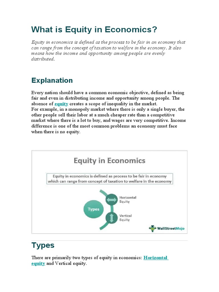 What Is Equity in Economics PDF Taxes Equity (Economics)