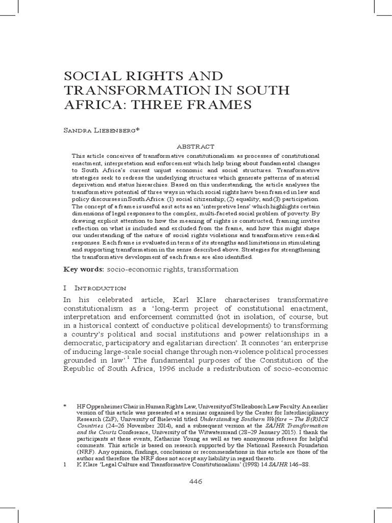 Social Rights and Transformation in SA | PDF | Welfare | Poverty