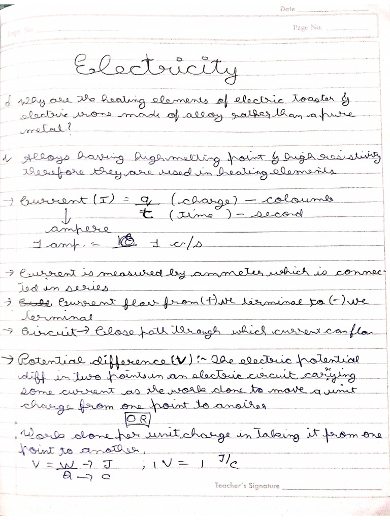 Electricity Notes PDF