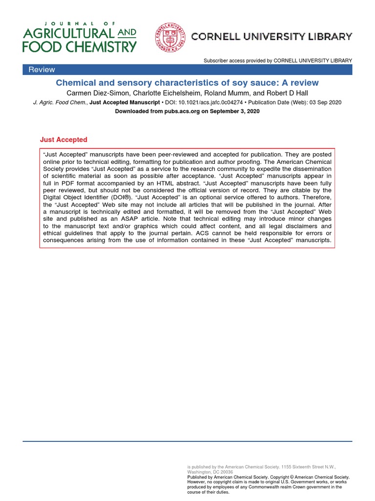 Chemical and Sensory Characteristics of Soy Sauce A Review PDF