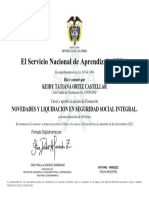 Certificado Novedades y Liquidacion Seguridad Social - Keidy Ortiz