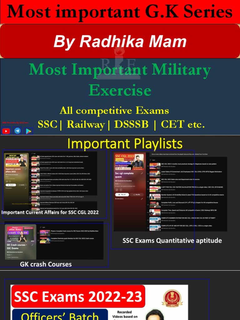 Key Military Exercises for Competitive Exams | PDF | Military Science ...