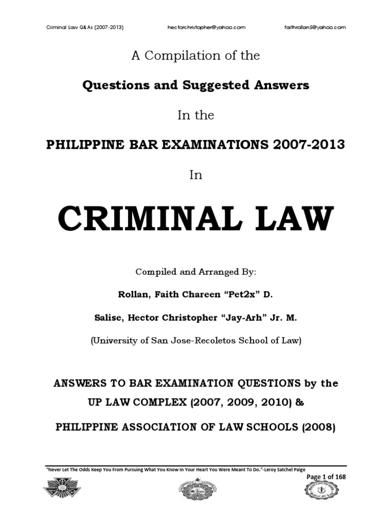 A Comprehensive Compilation of Philippine Bar Examination Questions and