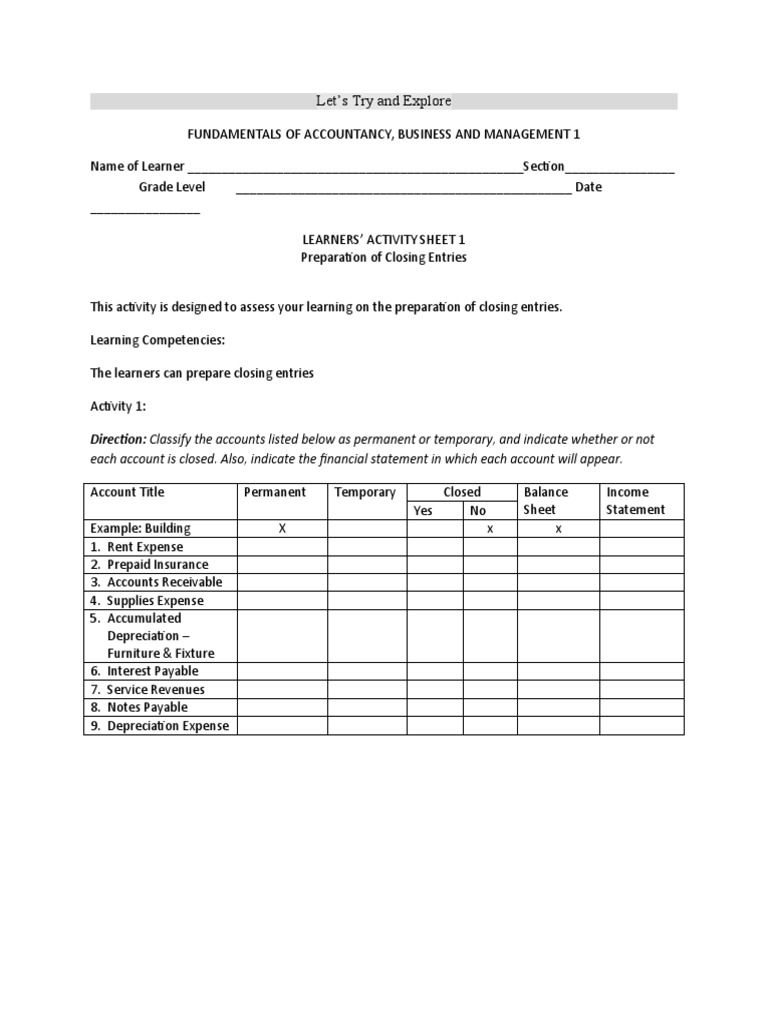Closing Entries PDF Expense Depreciation