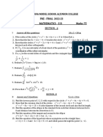 Telangana Model School Pre-Final 2022-23 Mathematics Exam