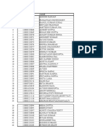 Student Roll Number and Name List