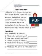 Reading Comprehension Story The Classroom