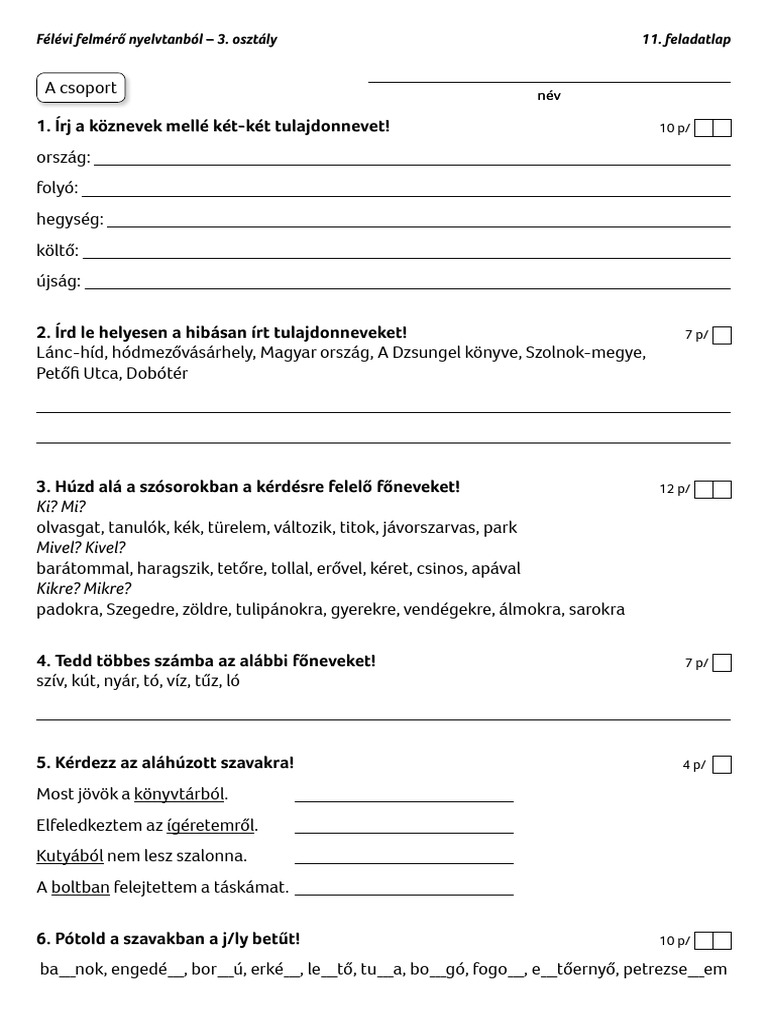 Pip 1901 Mnyelv 3o FL Felm 11 | PDF