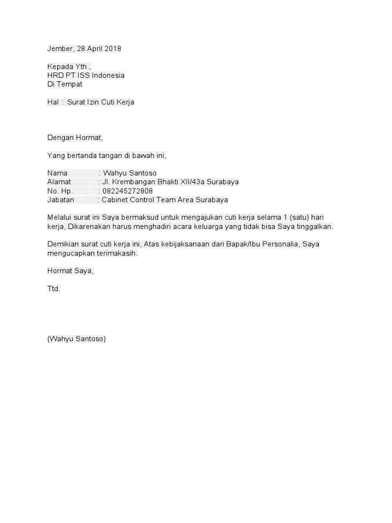 Surat Cuti Pdf Sains Matematika