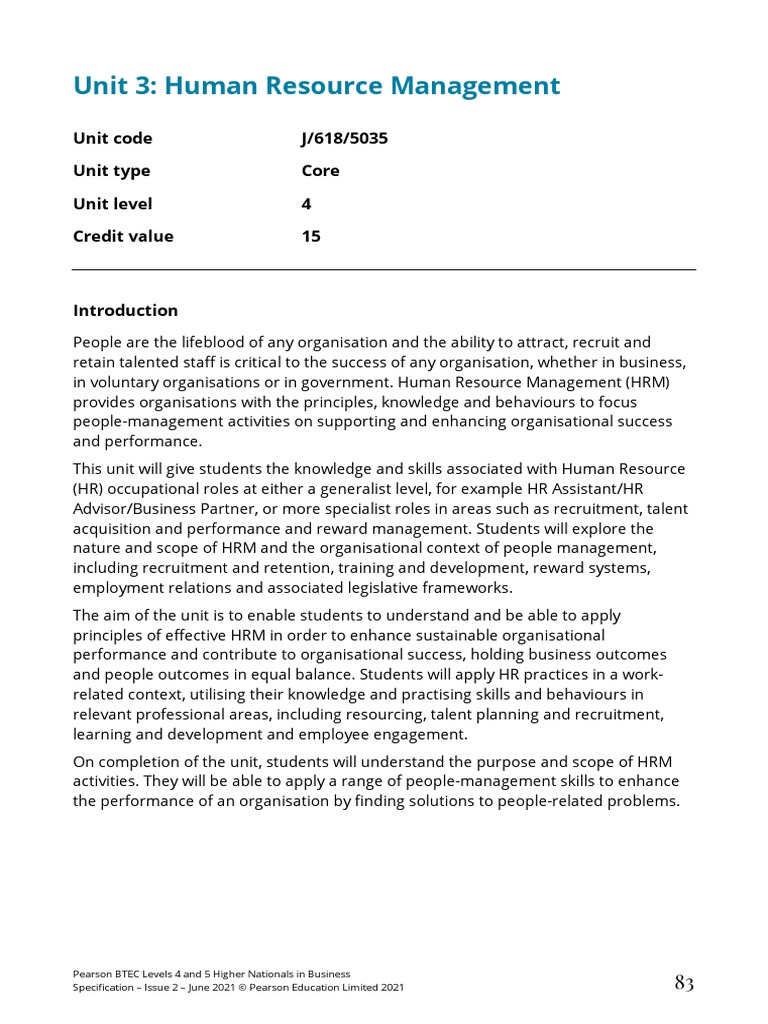 Human Resource Management Learning Outcomes | PDF | Human Resource ...
