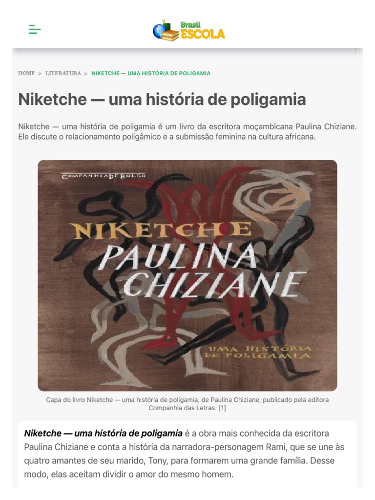 Niketche - Uma História de Poligamia Análise - Brasil Escola | PDF ...