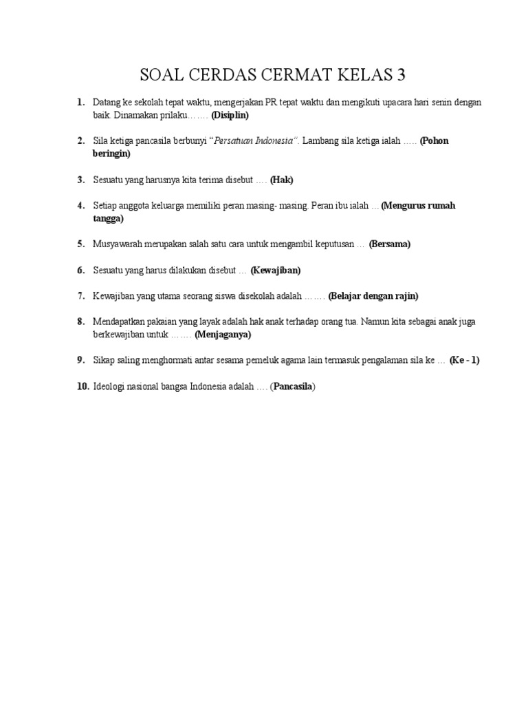 Mengasah Kecerdasan: Panduan Lengkap Soal Cerdas Cermat IPA SD Kelas 3 dan Kunci Jawabannya