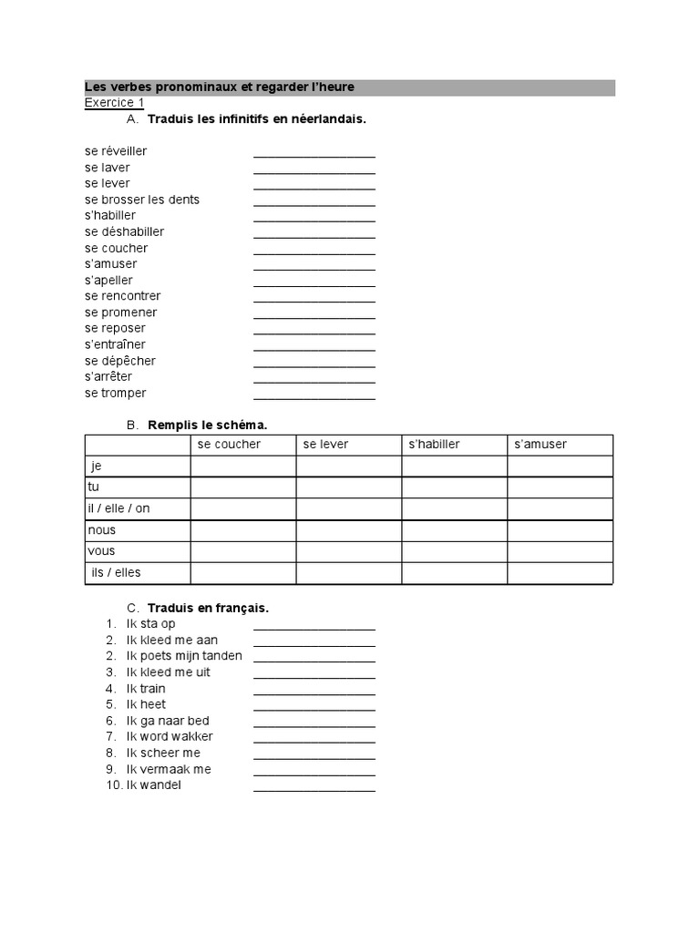 Verbes pronominaux et heures en néerlandais | PDF | Arts du langage et ...