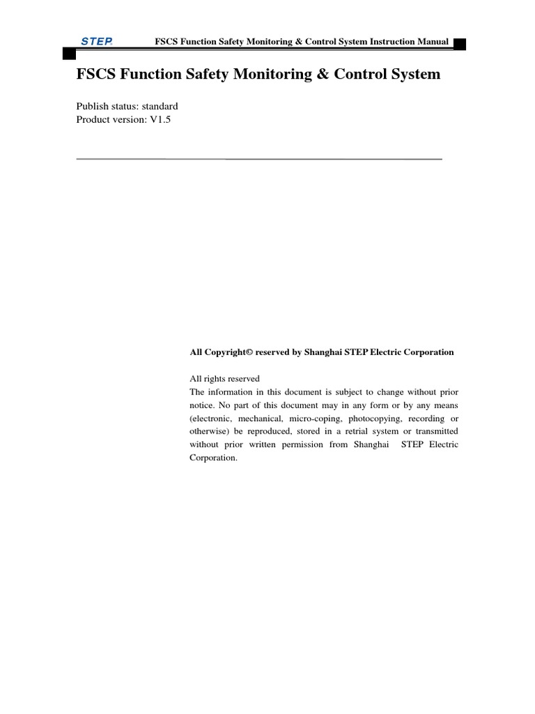 FSCS Function Safety Monitoring & Control System Instruction Manual V1 ...