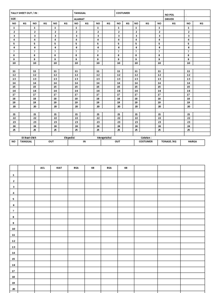 Tally sheet out word pdf