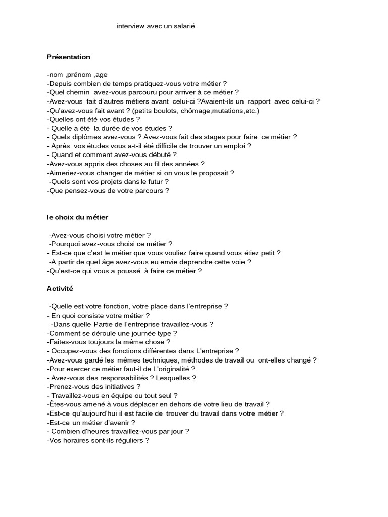 Interview d'un salarié sur son parcours | PDF | Développement personnel