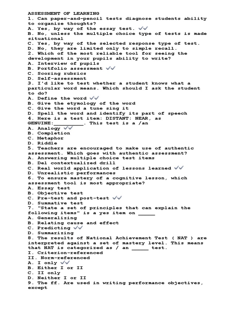 Assessment of Learning | PDF | Learning | Educational Assessment