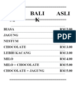 Popular Indonesian snacks and drinks price list