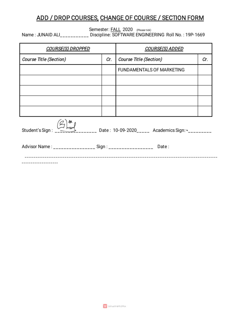 Add Drop Form NEW | PDF