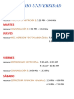 Horario Universidad 3° Ciclo