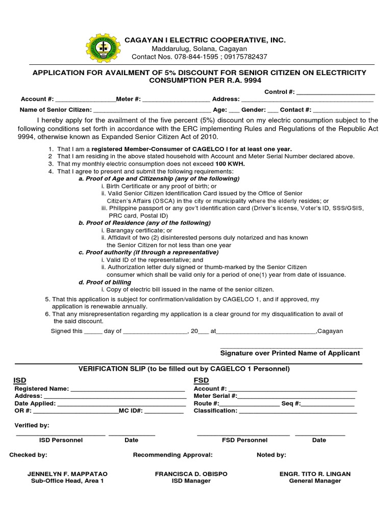 Senior Citizen Discount Form - 0 | PDF | Identity Document | Citizenship