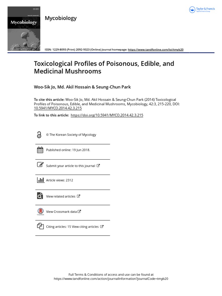 Toxicological Profiles of Poisonous Edible and Medicinal Mushrooms ...