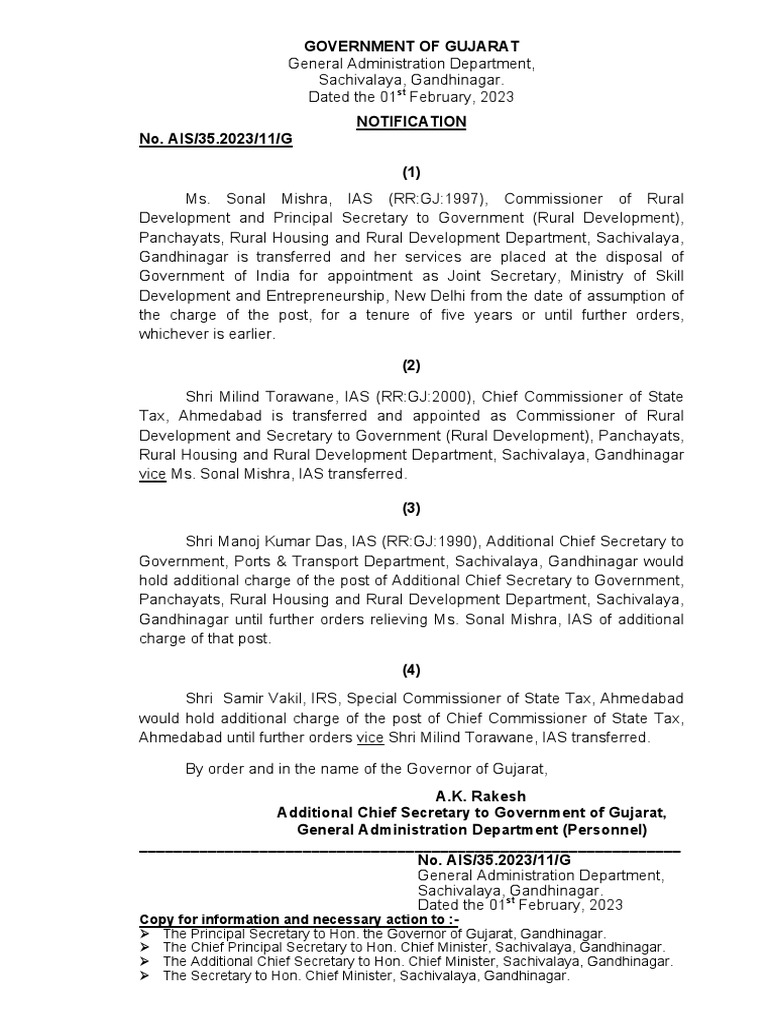 IAS Transfer Notification Date 01022023 PDF Governance Public