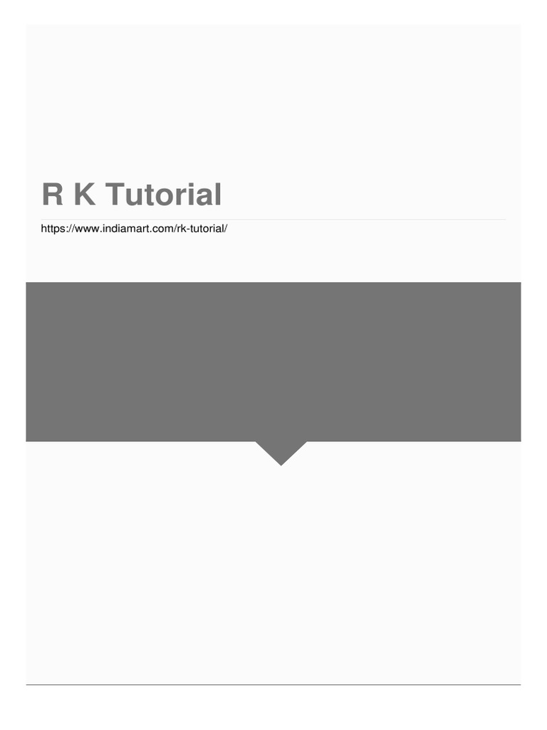R K Tutorial | PDF