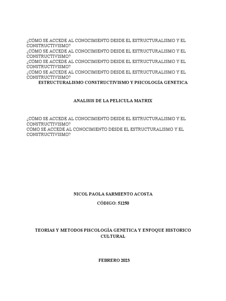 Análisis de la película Matrix | PDF | Conocimiento | Sicología