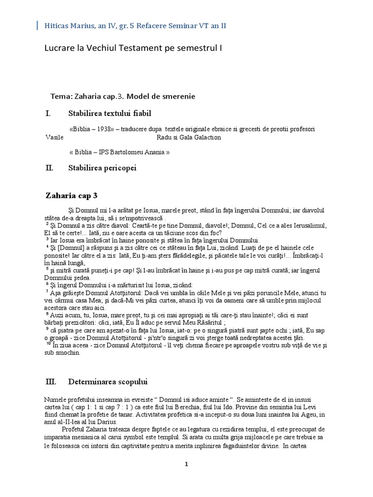 Lucrare La VT An 2 Sem 1 | PDF