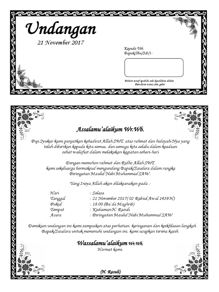 Surat Undangan Maulid | PDF